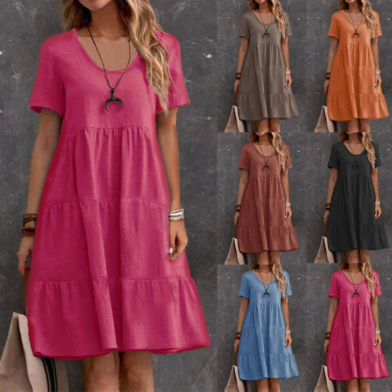 Summer New Women's Casual Dresses Women Elegant Vestidos Midi Kadın Elbisesi Yazlık Платье Летнее Женское Robe